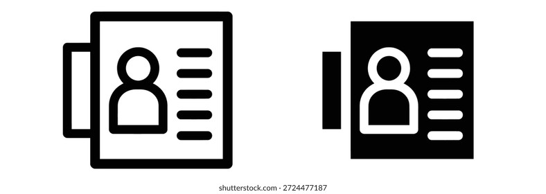 Ícones de perfil de usuário em dispositivos móveis em preto e branco, Conjunto de ícones de usuário. Avatar de usuário de linha e glifo. Ícone de usuário de perfil, ícone de usuário em estilo simples. Ícone Pessoa. Vetor do ícone de perfil do usuário. 