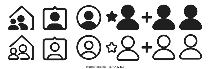 User Profile Icons Set. Avatar, People, Person, Sign Up Symbols on Transparent Background