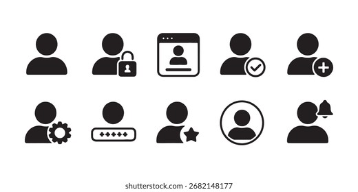 Iconos de Perfil de usuario Conjunto de Vectores Diferentes opciones de Cuenta en estilo simple