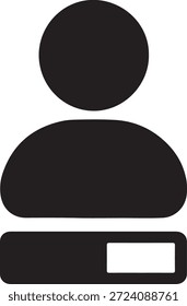 Benutzerprofil mit einem ID-Kartensymbol, das Authentifizierung, Identifikation und sicheren Zugriff in minimalem schwarzen Vektordesign darstellt.