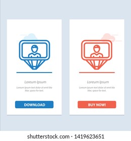 User, Profile, Id, Login  Blue and Red Download and Buy Now web Widget Card Template