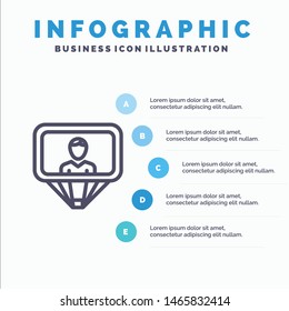User, Profile, Id, Login Line icon with 5 steps presentation infographics Background. Vector Icon Template background