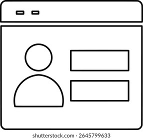 Ícone de Interface de Perfil de Usuário
Um ícone de arte de linha limpo e moderno que representa uma interface de perfil de usuário em uma janela do navegador. Esta ilustração vetorial versátil é perfeita para sites, aplicativos móveis