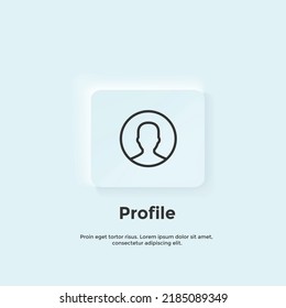 icono de línea de perfil de usuario, botón Estilo neumórfico. Diseño del icono de la interfaz de usuario del vector. Neumorfismo. Icono de línea de vector para negocios y publicidad