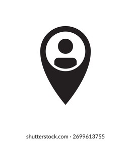 Perfil de usuario con pin de ubicación para navegación y concepto de seguimiento.