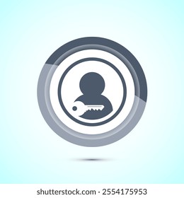 User profile login icon design illustration. Access authentication icon. Gray Color Button Design