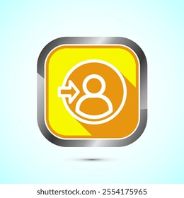 User profile login icon design illustration. Access authentication icon. Yellow Shadow Button Design
