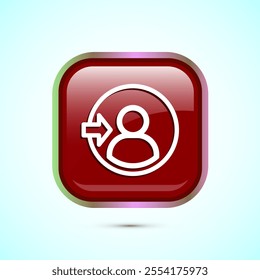 User profile login icon design illustration. Access authentication icon. Red Color Square Button Design