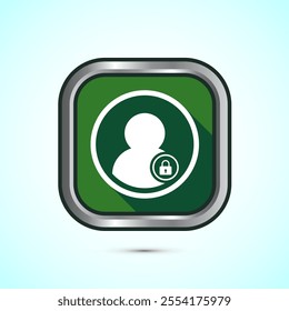 User profile login icon design illustration. Access authentication icon. Green Shadow Button Design 