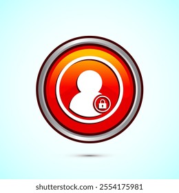 User profile login icon design illustration. Access authentication icon. Orange Color Round Button Design