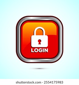 User profile login icon design illustration. Access authentication icon. Orange Color Square Button Design