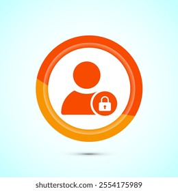User profile login icon design illustration. Access authentication icon. Orange Color Button Design