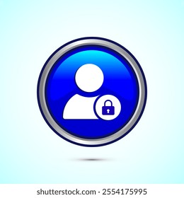 User profile login icon design illustration. Access authentication icon. Blue Color Round Button Design