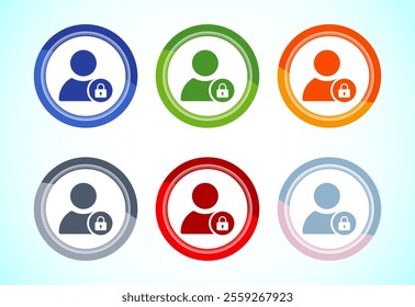 User profile login icon design Access authentication icon. Button Design Set