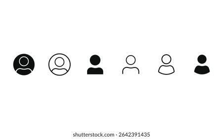 Icono de Inicio de sesión de perfil de usuario. Conjunto de iconos de Personas en estilo plano. Conjunto de símbolos de miembro de usuario. Colección de signo de ilustración de interfaz de usuario. Diseño de Vector