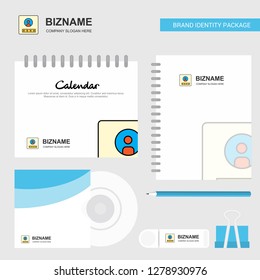 User profile Logo, Calendar Template, CD Cover, Diary and USB Brand Stationary Package Design Vector Template