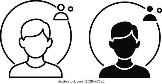 Benutzerprofil und Avatar-Symbol für Account-, Identitäts- und Persönlichkeitsdatenschnittstellen-Vektor