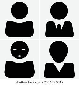 Benutzerprofil oder Menschen-Symbole schwarz-weiß Vektor-Person-Symbole minimalistisches Design
