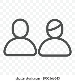 User profile man and woman icon vector illustration isolated sign symbol - black and white style in transparent background.