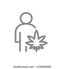 Benutzerprofil mit dem Symbol für die Blattlinie von Marihuana. Drogenabhängigkeit, Symbol für die Cannabis-Behandlung