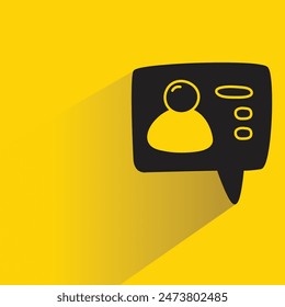 user profile in message with shadow on yellow background