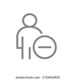 User profile with minus line icon. Dismissed employee symbol