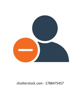 User profile with minus line icon. Rejected customer, unfollow symbol