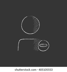 User profile with minus sign. Drawn in chalk icon.