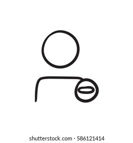 User profile with minus sign vector sketch icon isolated on background. Hand drawn User profile with minus sign icon. User profile with minus sign sketch icon for infographic, website or app.