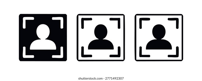 User Profile Photo Capture and Identity Verification Icons - Facial Recognition Symbols