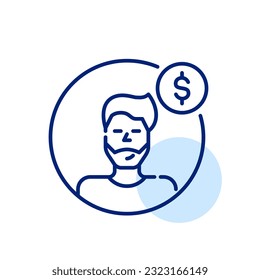 User profile pic with dollar sign. Member with paid subscription. Pixel perfect, editable stroke
