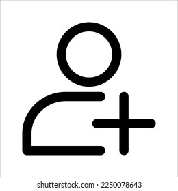 User profile with plus line icon. Add new friends, customer, member, contact, follow symbol vector illustration on white background