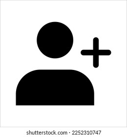 User profile with plus line icon. Add new friends, customer, member, contact, follow symbol vector illustration on white background