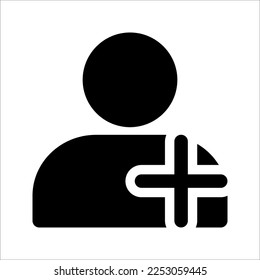 User profile with plus line icon. Add new friends, customer, member, contact, follow symbol vector illustration on white background