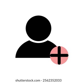 User profile with plus line icon. Add new friend, customer, follow symbol vector illustration design background