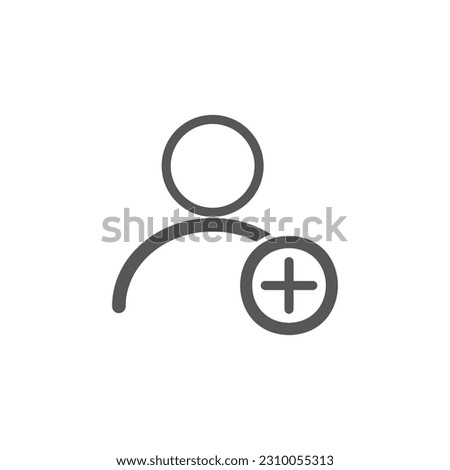 User profile with plus line icon. Add new friend, customer, follow symbol. Vector illustration.