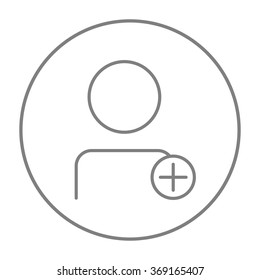 User profile with plus sign line icon.