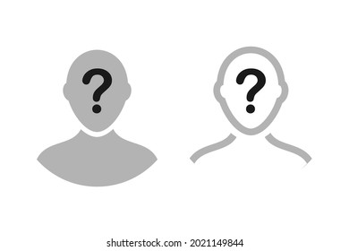 User profile with question icon. Unknown person, suspect concept. Illustration vector