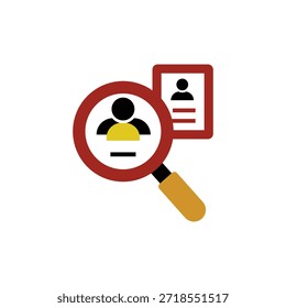 User Profile Search Icon Vector, Identity Verification, Personal Data Lookup, HR Recruitment, Account Audit Illustration