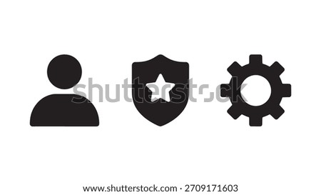 User Profile Security and Settings Icons Digital Interface User Account Management Personalized Protection Control Options and Adjustment