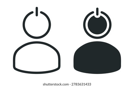 User Profile Shutdown Icon with Power Symbol. Account Disable. Vector Illustration