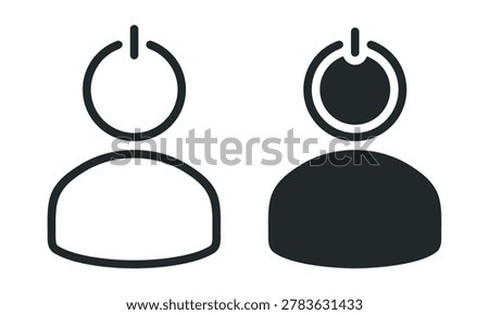 User Profile Shutdown Icon with Power Symbol. Account Disable. Vector Illustration
