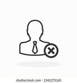 User profile sign web icon with delete glyph. Vector illustration design element eps10
