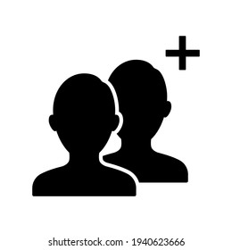User profile sign web icon with plus glyph. Vector illustration design element. Plus person icon, user account login page sign, add people, addition