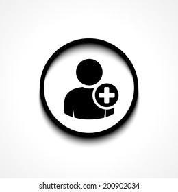User profile sign web icon with plus glyph. Vector illustration design element eps10