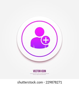 User profile sign web icon with plus glyph | add button. Vector illustration design element eps10