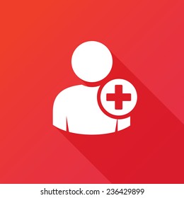 User profile sign web icon with plus glyph. Vector illustration design element eps10