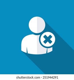 User profile sign web icon with delete glyph. Vector illustration design element eps10