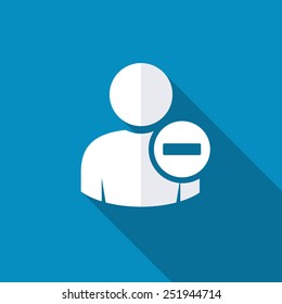 User profile sign web icon with minus sign. Vector illustration design element