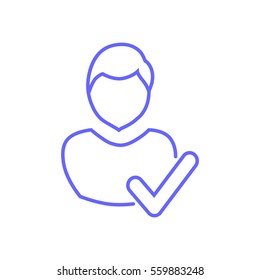 User profile sign web icon with check mark